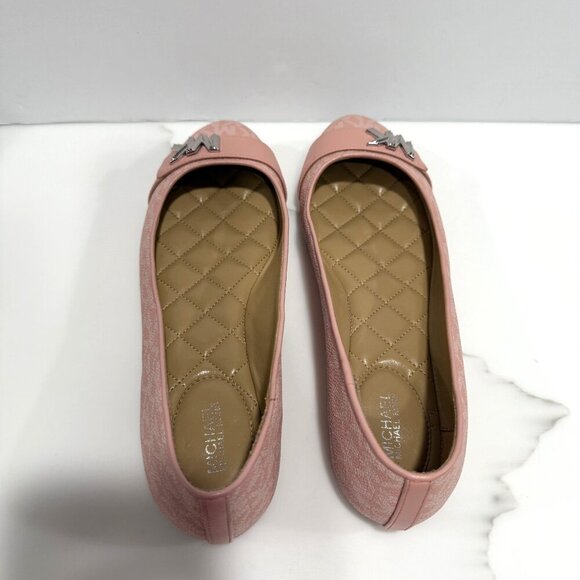 Michael Kors Jilly Logo Embellished Ballet Flats Office Travel Pink Size 8M - Picture 7 of 11